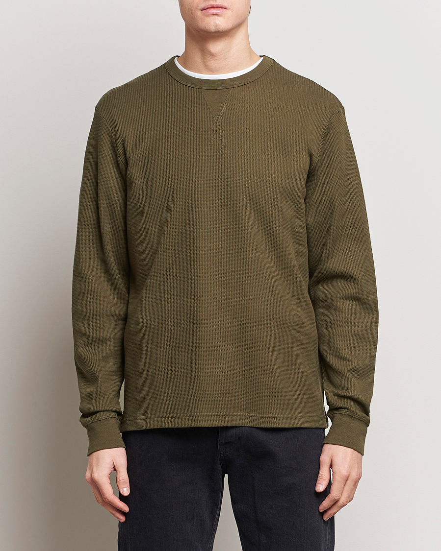 Herre | Lojalitetstilbud | Sunspel | Long Sleeve Waffle T-Shirt Dark Olive