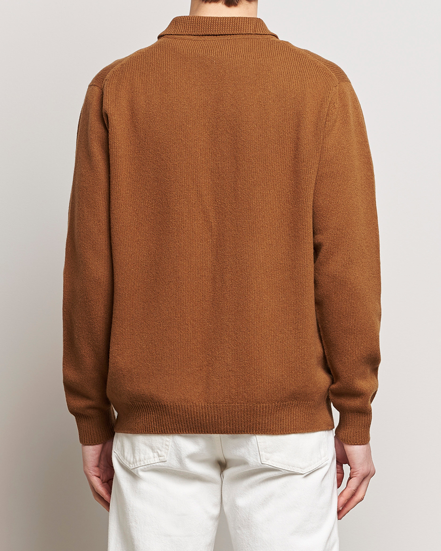 Herre | Gensere | Sunspel | Lambswool Jacket Dark Camel