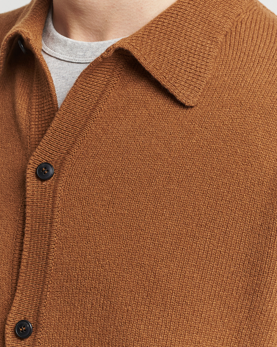 Herre | Gensere | Sunspel | Lambswool Jacket Dark Camel