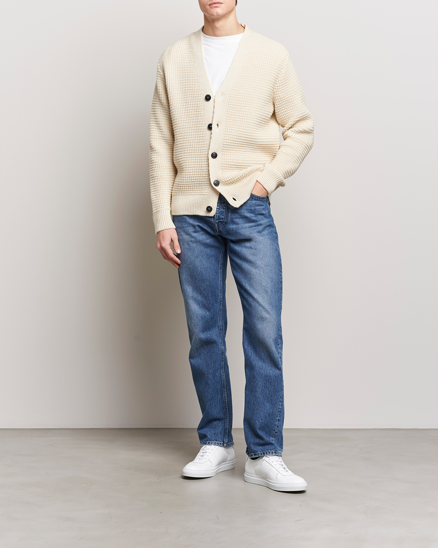 Herre | Gensere | Sunspel | Fisherman Merino Wool Cardigan Ecru