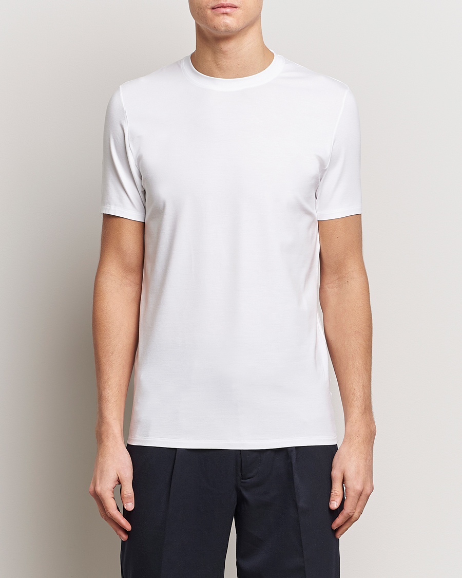 Herre | T-Shirts | Zimmerli of Switzerland | Pureness Modal Crew Neck T-Shirt White