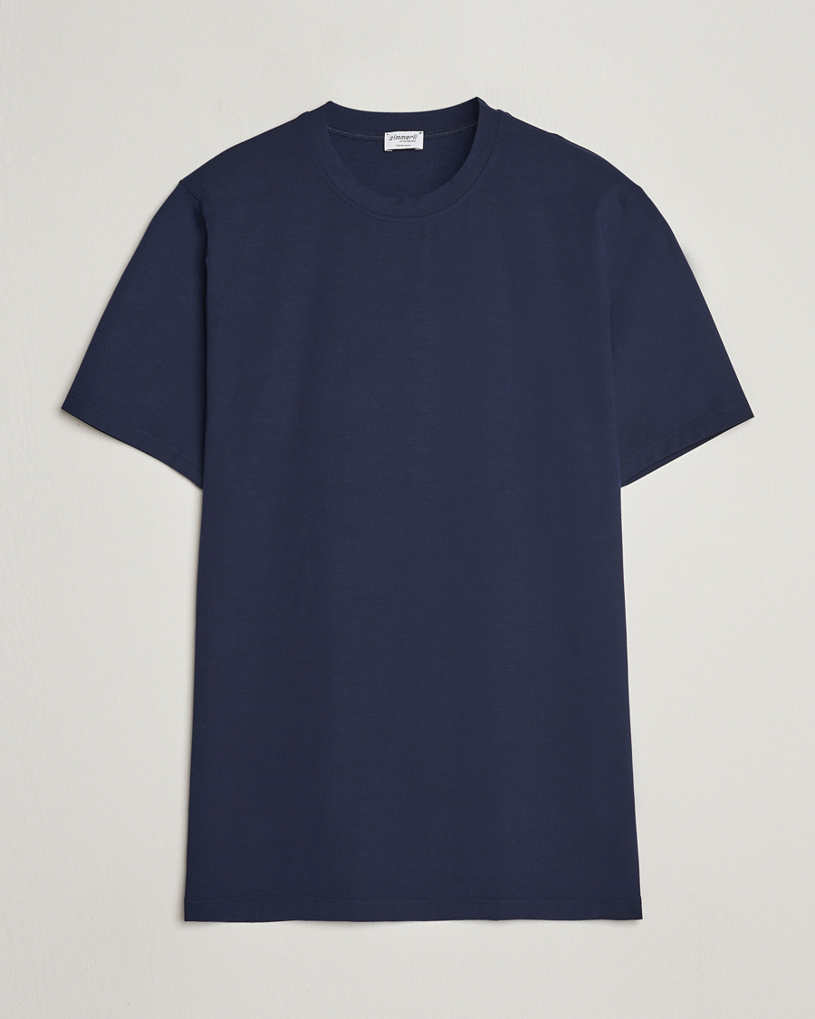 Herre | T-Shirts | Zimmerli of Switzerland | Pureness Modal Crew Neck T-Shirt Navy