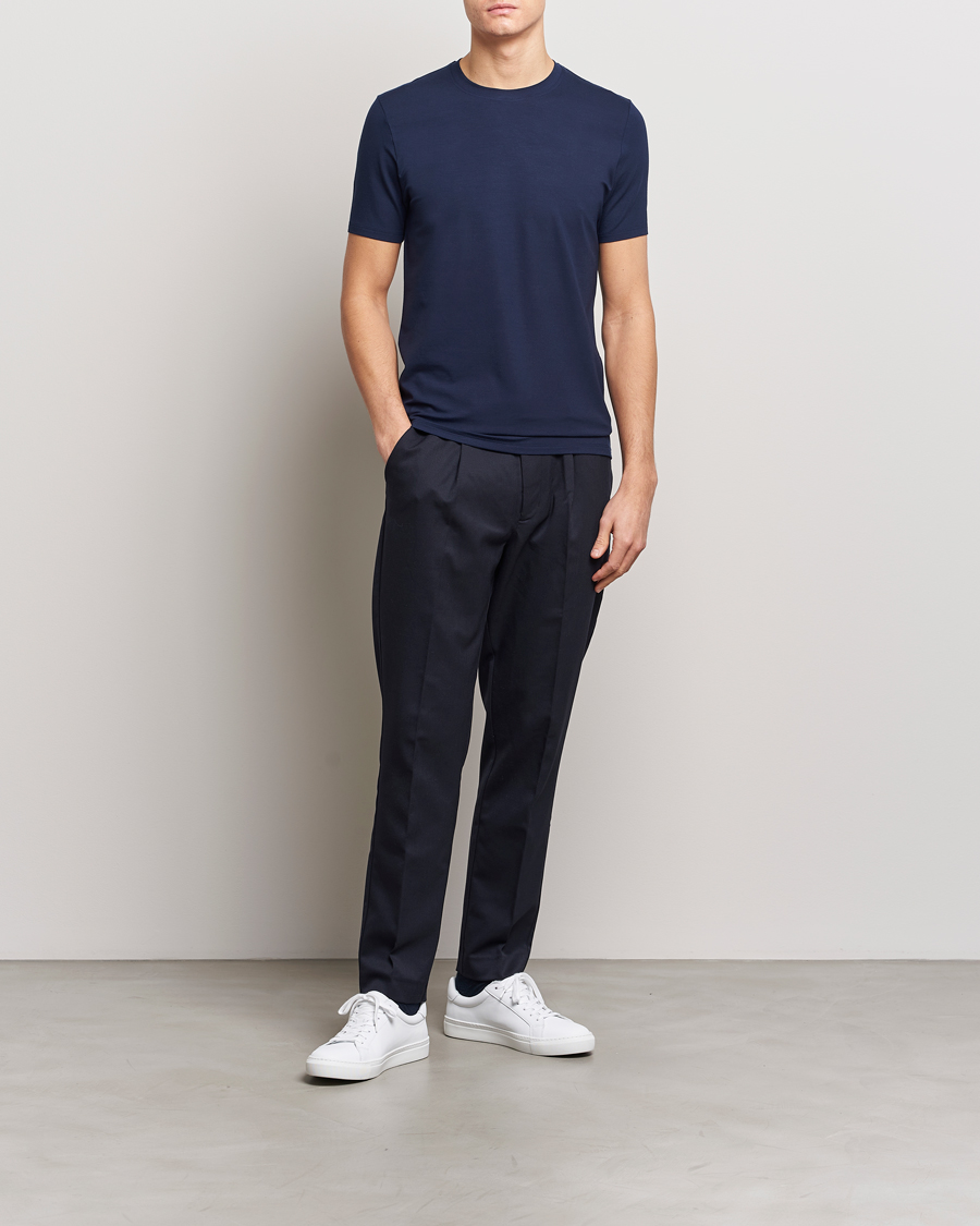 Herre | T-Shirts | Zimmerli of Switzerland | Pureness Modal Crew Neck T-Shirt Navy