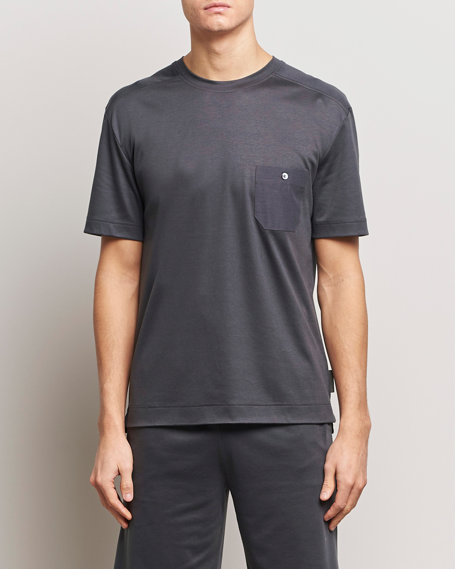 Herre | Pyjamaser | Zimmerli of Switzerland | Cotton/Modal Crew Neck Loungwear T-Shirt Phantom