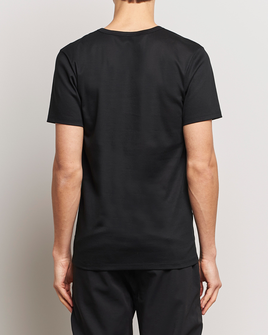 Herre | T-Shirts | Zimmerli of Switzerland | Mercerized Cotton Crew Neck T-Shirt Black