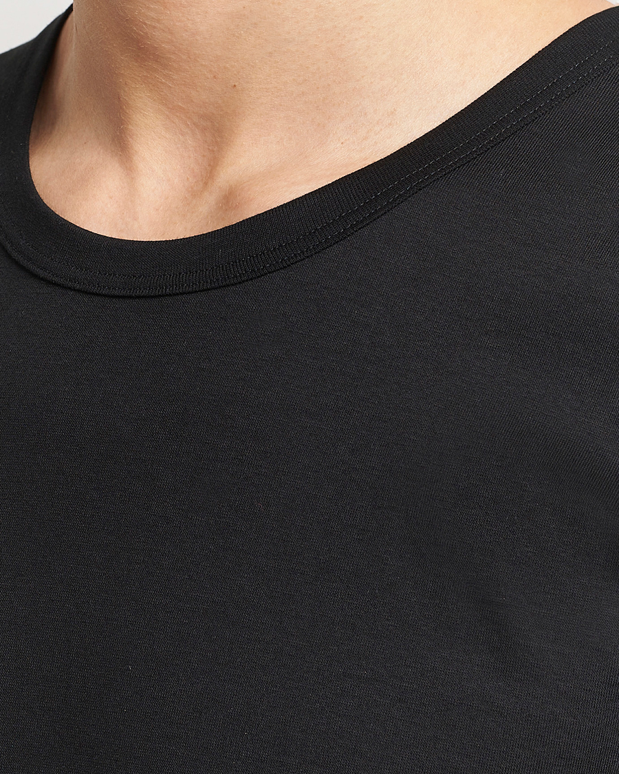 Herre | T-Shirts | Zimmerli of Switzerland | Mercerized Cotton Crew Neck T-Shirt Black