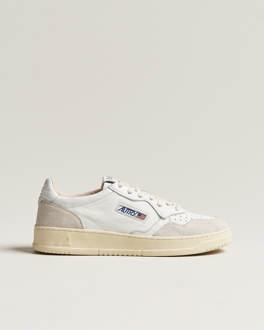 Herre | Autry Medalist Low Goat/Suede Sneaker White/Grey | Autry | Medalist Low Goat/Suede Sneaker White/Grey