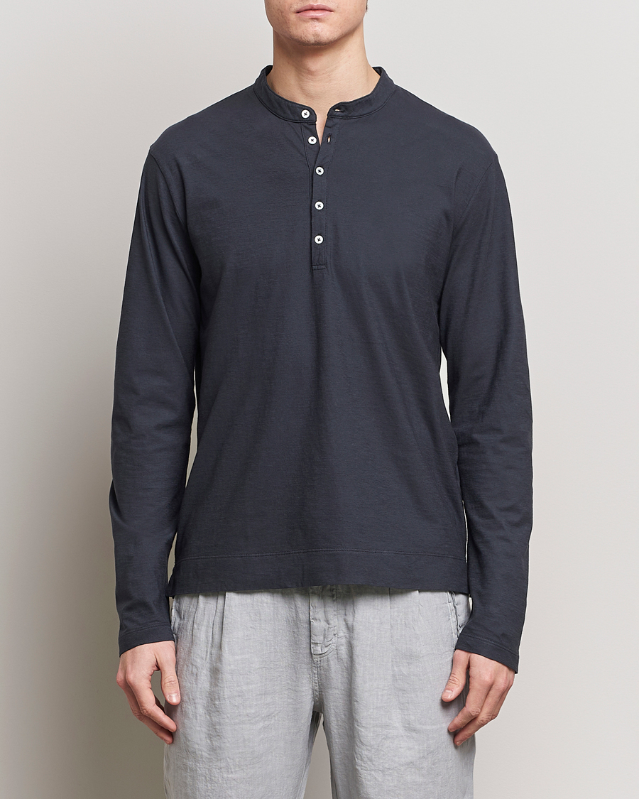 Herre | Avdelinger | Massimo Alba | Hawai Watercolor Henley Washed Black