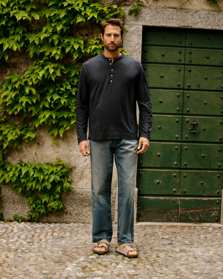 Herre | Gensere | Massimo Alba | Hawai Watercolor Henley Washed Black