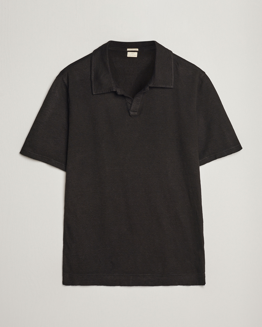 Herre | Pikéer | Massimo Alba | Aruba Linen Polo Washed Black