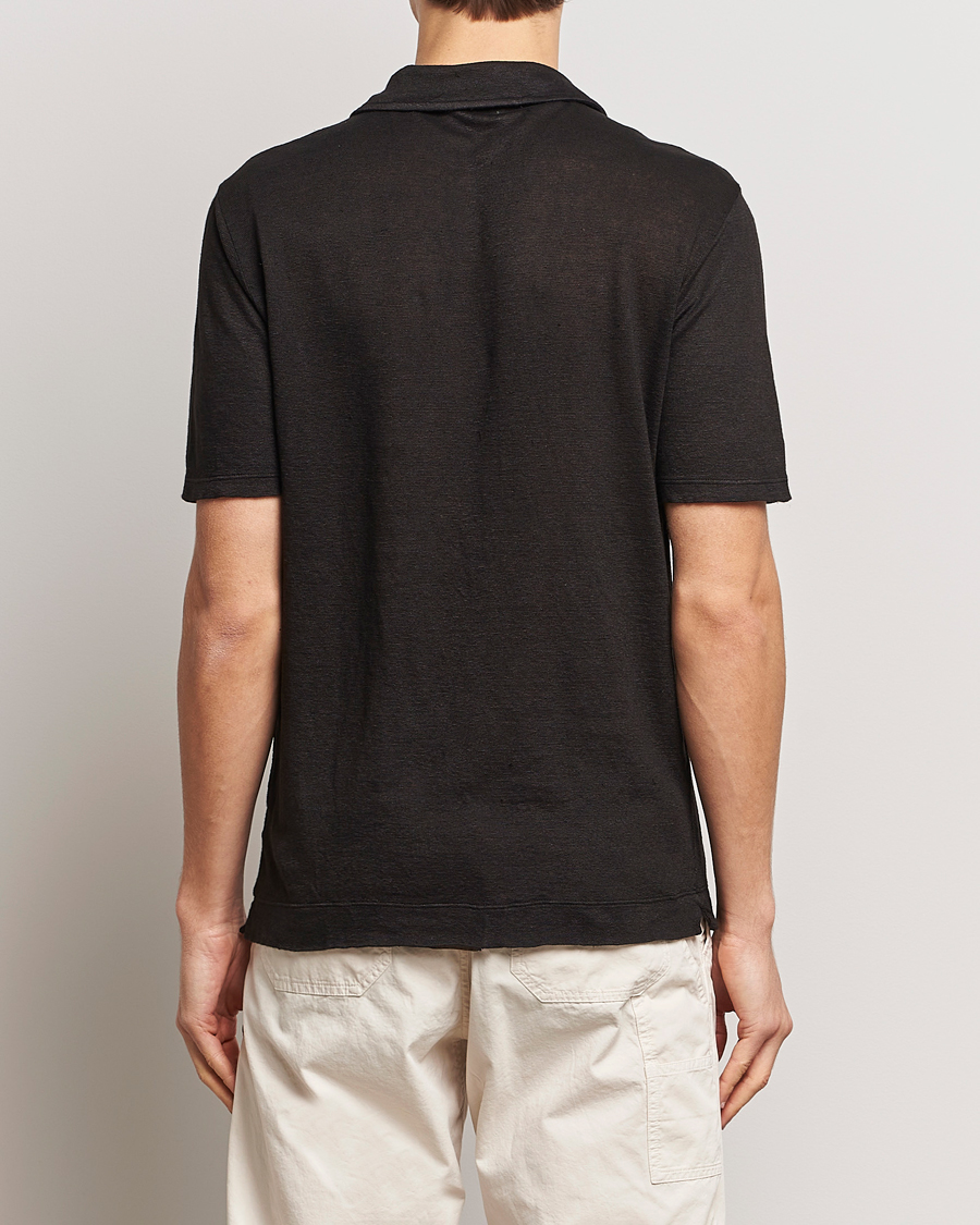 Herre | Pikéer | Massimo Alba | Aruba Linen Polo Washed Black