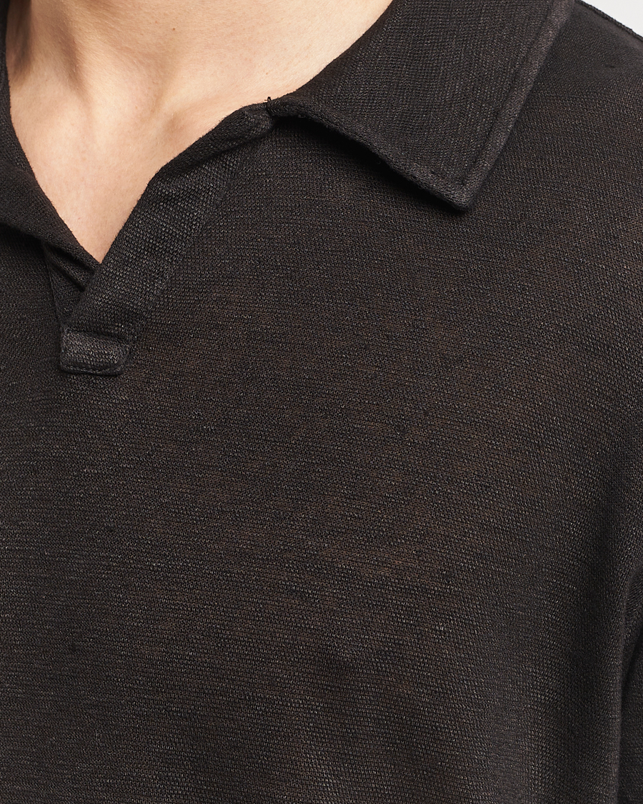 Herre | Pikéer | Massimo Alba | Aruba Linen Polo Washed Black