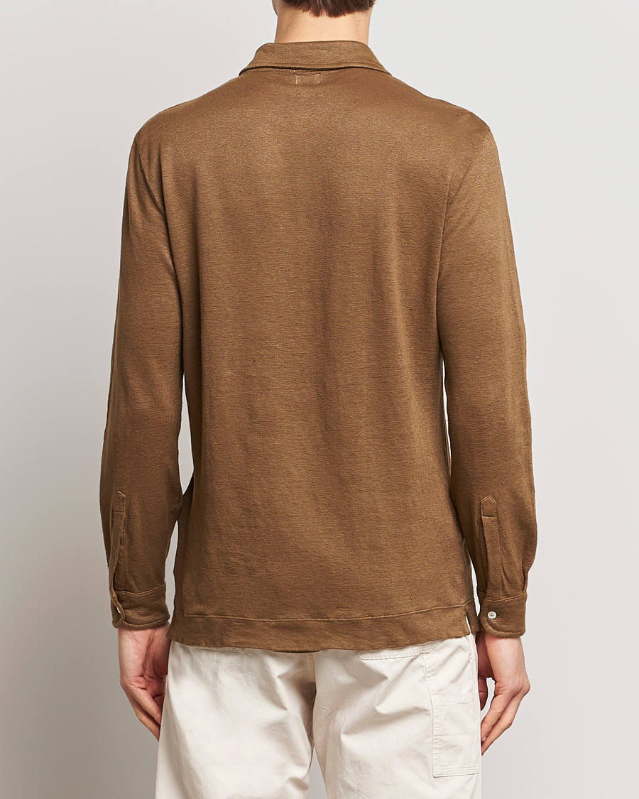 Herre | Gensere | Massimo Alba | Raya Long Sleeve Linen Polo Brown