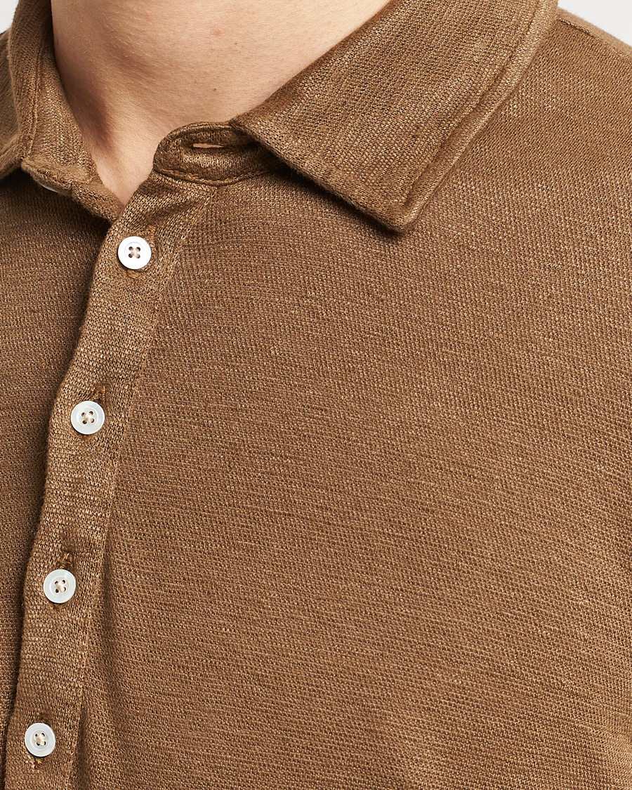 Herre | Gensere | Massimo Alba | Raya Long Sleeve Linen Polo Brown