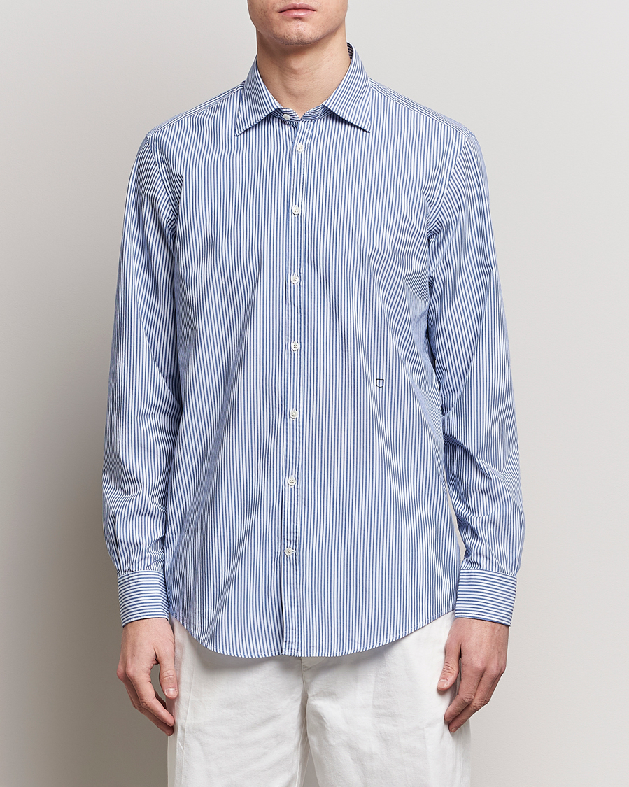 Herre |  | Massimo Alba | Genova Striped Cotton Shirt Blue Stripes