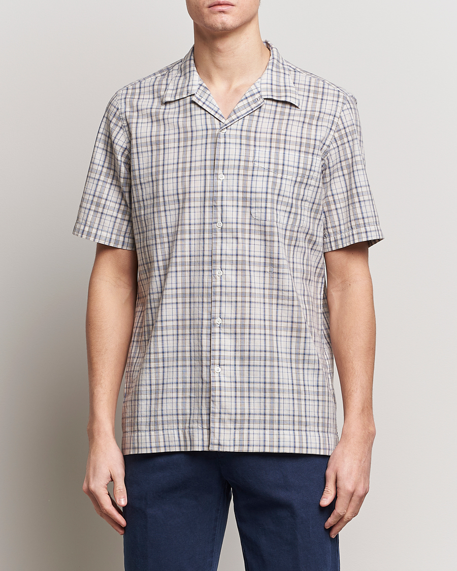 Herre | Skjorter | Massimo Alba | Venice Macro Check Bowling Shirt Blue/Beige