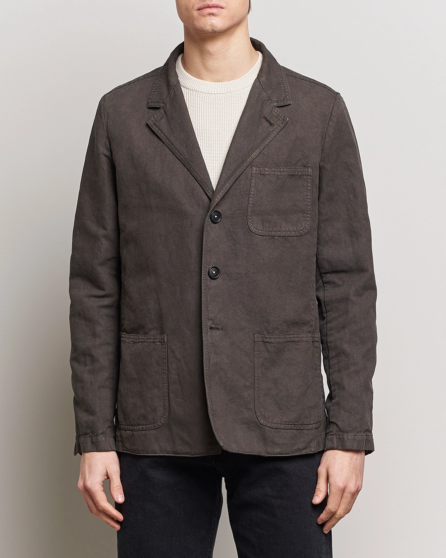 Herre |  | Massimo Alba | Baglietto Washed Cotton Work Jacket Dark Brown