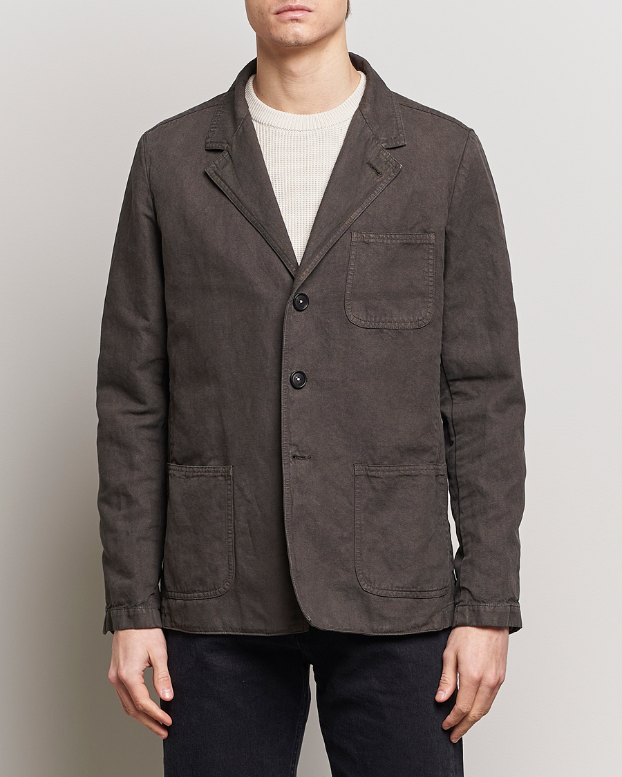 Herre | Italian Department | Massimo Alba | Baglietto Washed Cotton Work Jacket Dark Brown