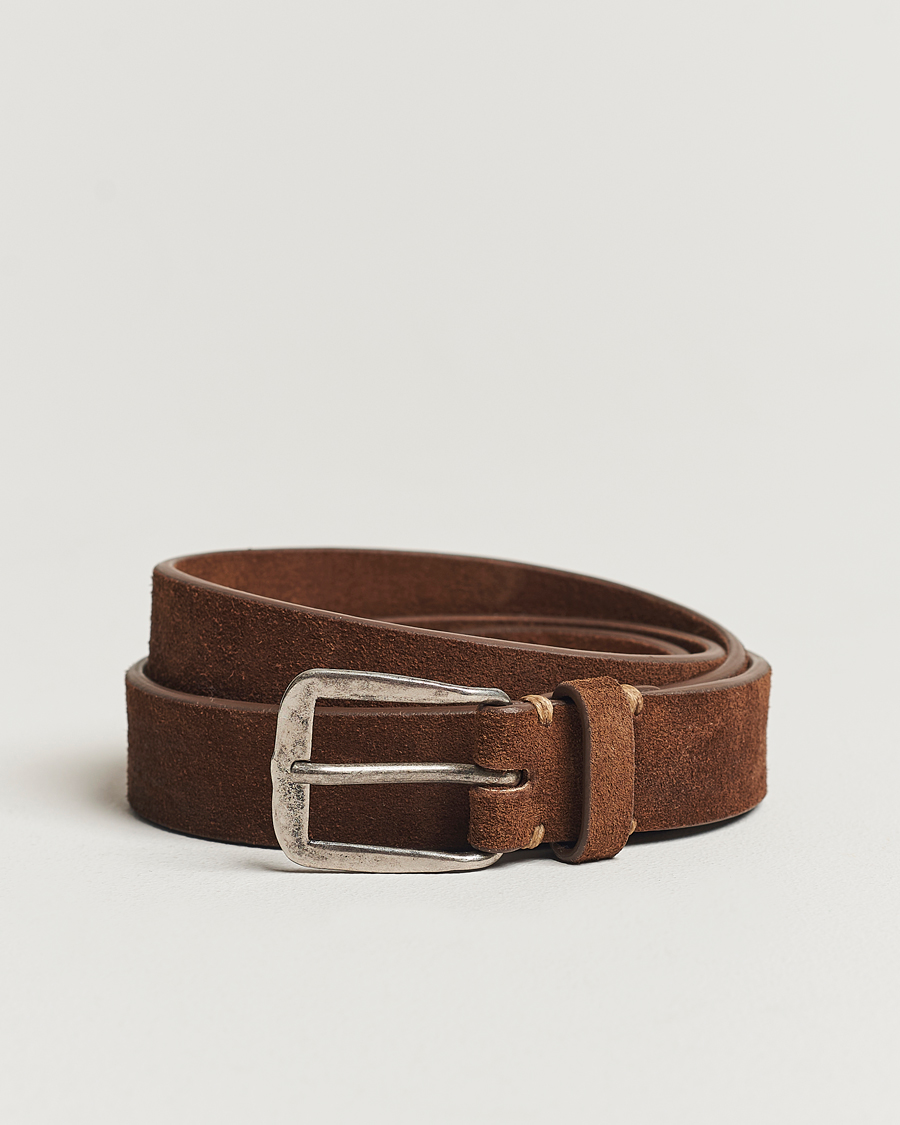 Herre | Belter | Massimo Alba | Narrow Suede Belt Dark Brown
