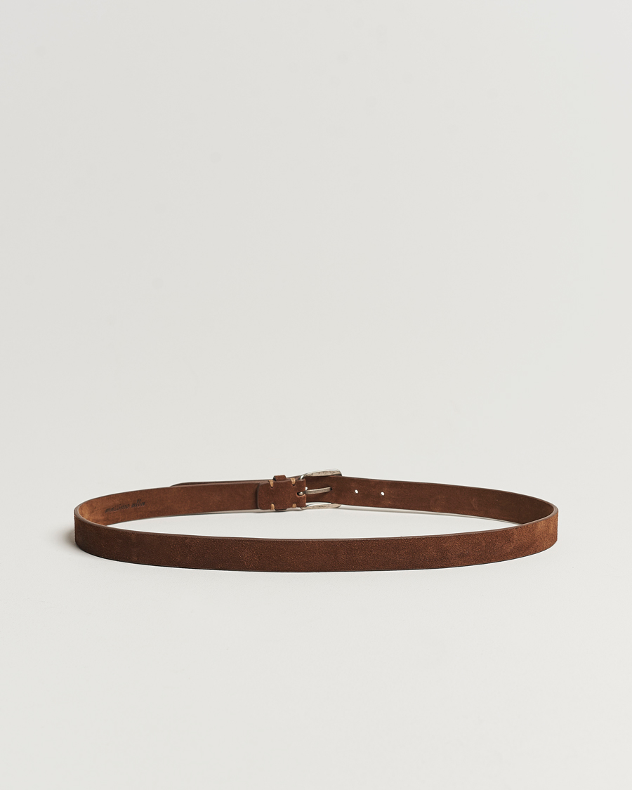 Herre | Belter | Massimo Alba | Narrow Suede Belt Dark Brown