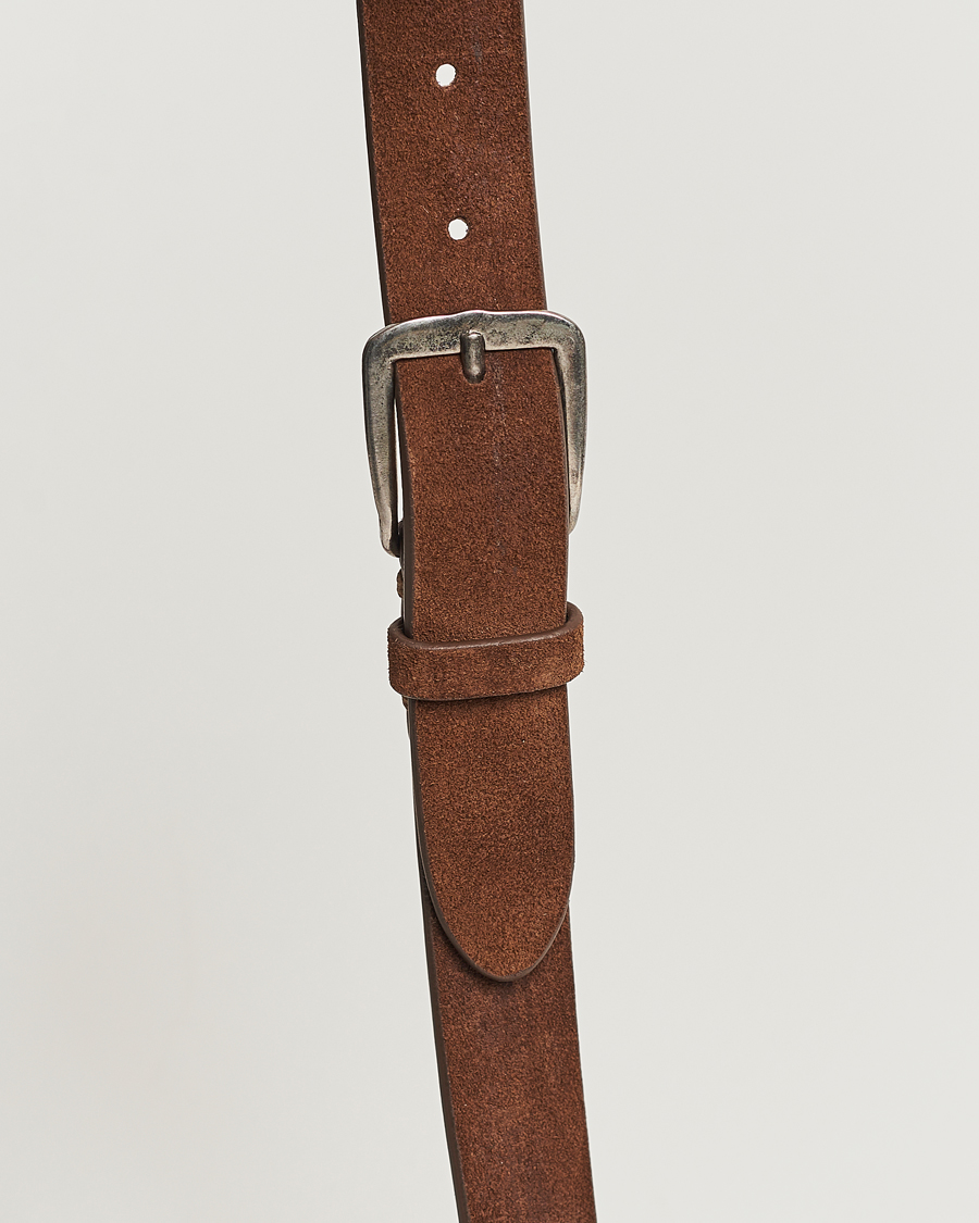 Herre | Belter | Massimo Alba | Narrow Suede Belt Dark Brown