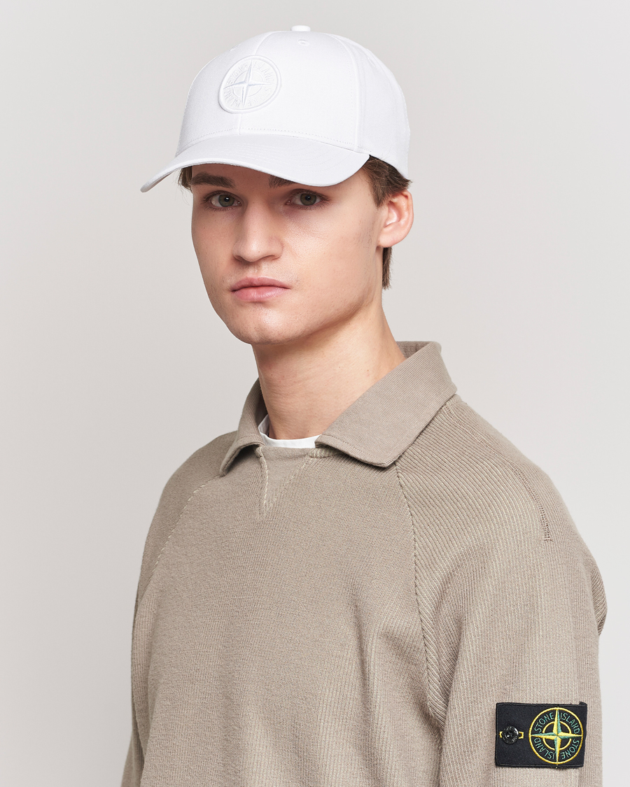 Herre | Stone Island Classic Cotton Cap White | Stone Island | Classic Cotton Cap White