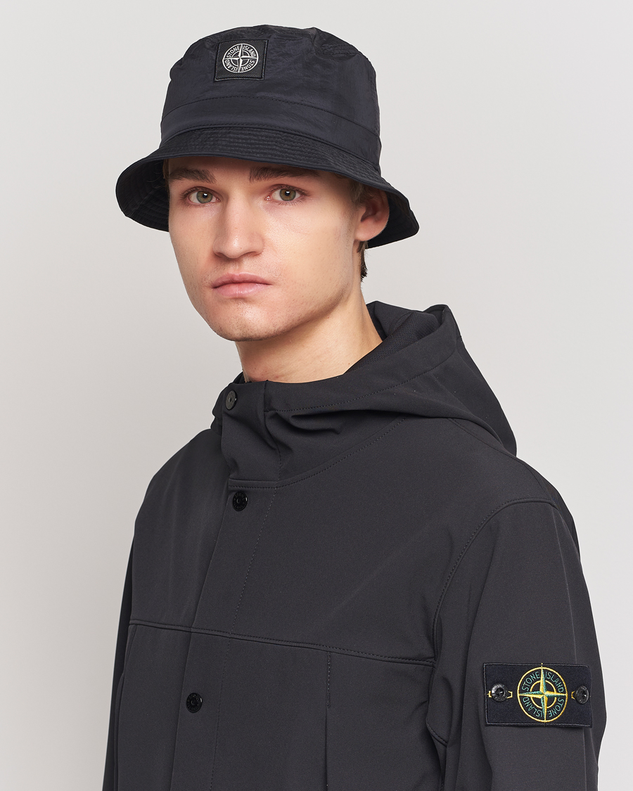 Herre | Stone Island Logo Bucket Hat Black | Stone Island | Logo Bucket Hat Black