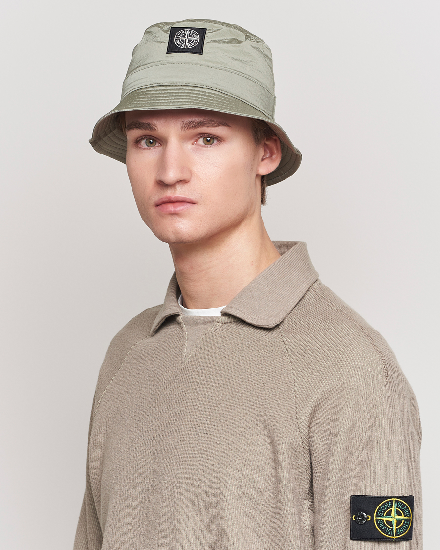 Herre | Stone Island Logo Bucket Hat Natural Beige | Stone Island | Logo Bucket Hat Natural Beige