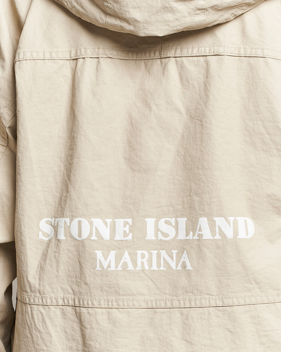Herre | Jakker | Stone Island | Marina Pleated Linen Hood Jacket Natural Beige
