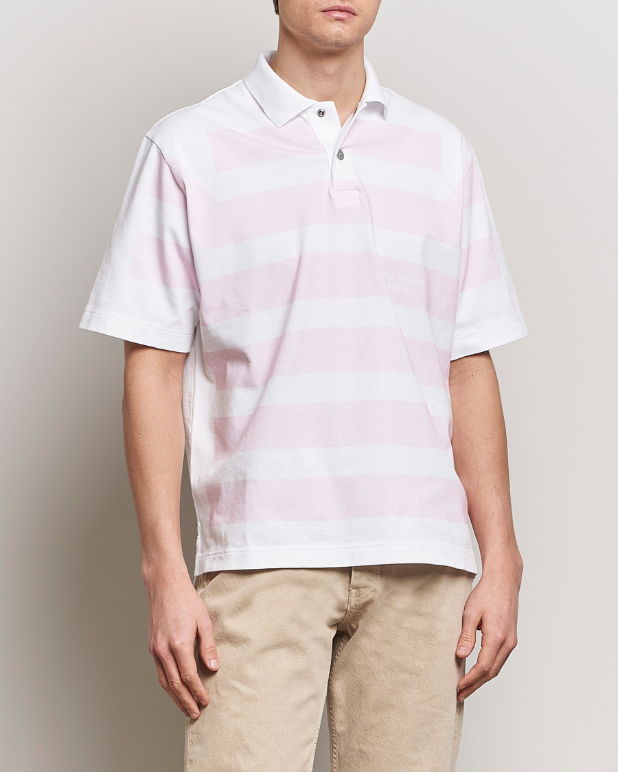Herre | Nye varemerker | Stone Island | Marina Striped Cotton Poloshirt White