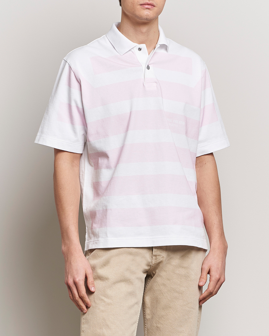 Herre | Pikéer | Stone Island | Marina Striped Cotton Poloshirt White