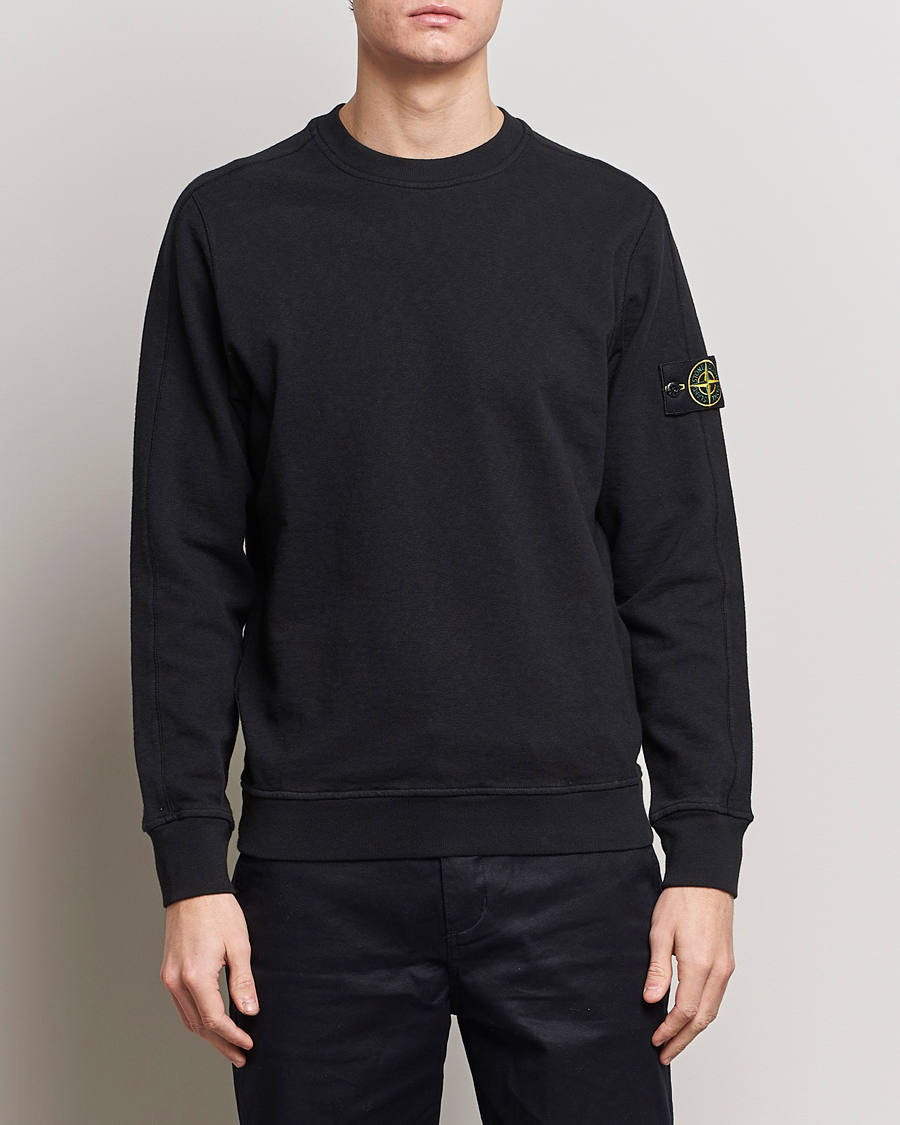 Herre | Sweatshirts | Stone Island | Garment Dyed Cotton Old Effect Sweatshirt Black