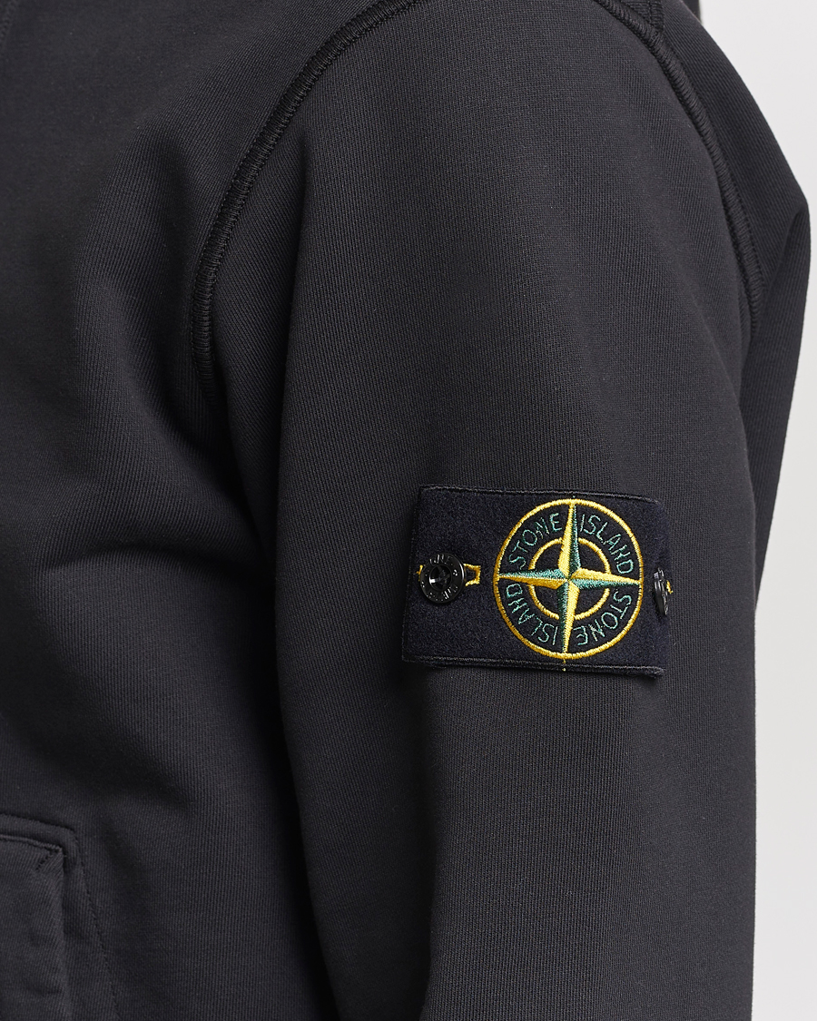 Herre | Gensere | Stone Island | Garment Dyed Cotton Fleece Full Zip Hood Black