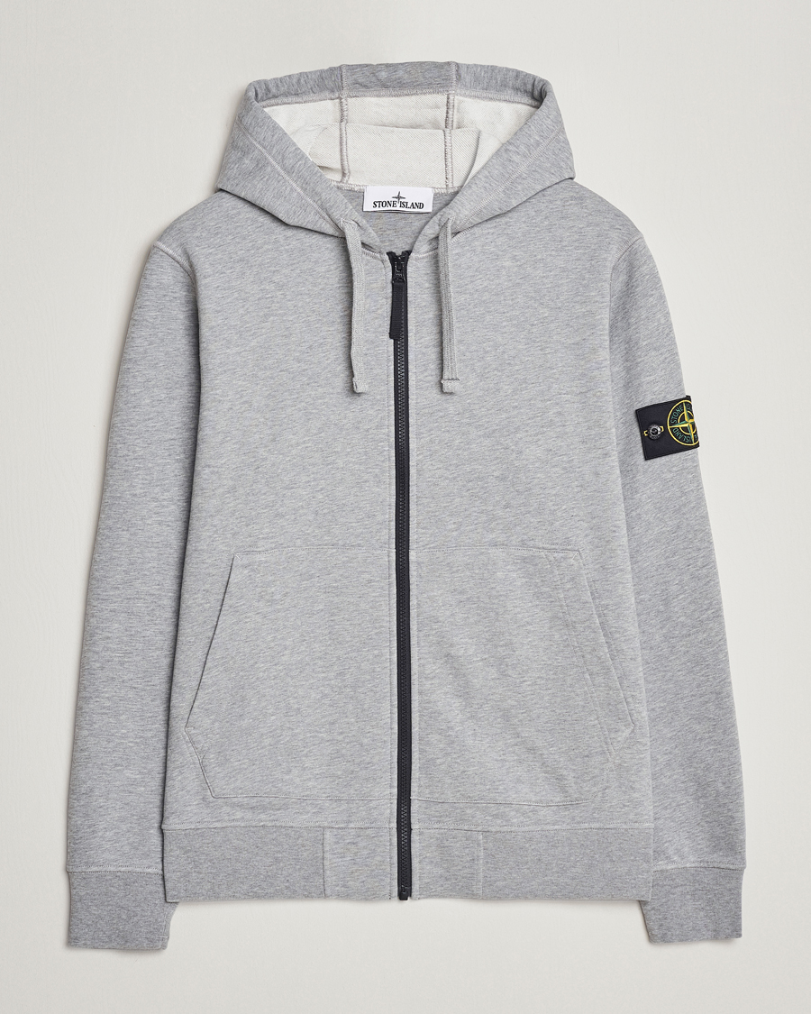Herre | Gensere | Stone Island | Garment Dyed Cotton Fleece Full Zip Hood Melange Grey