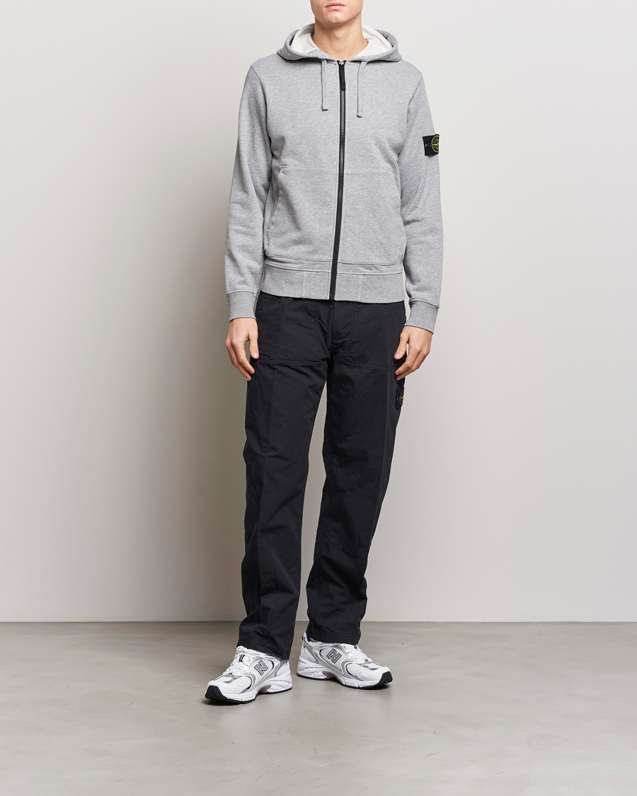 Herre | Gensere | Stone Island | Garment Dyed Cotton Fleece Full Zip Hood Melange Grey