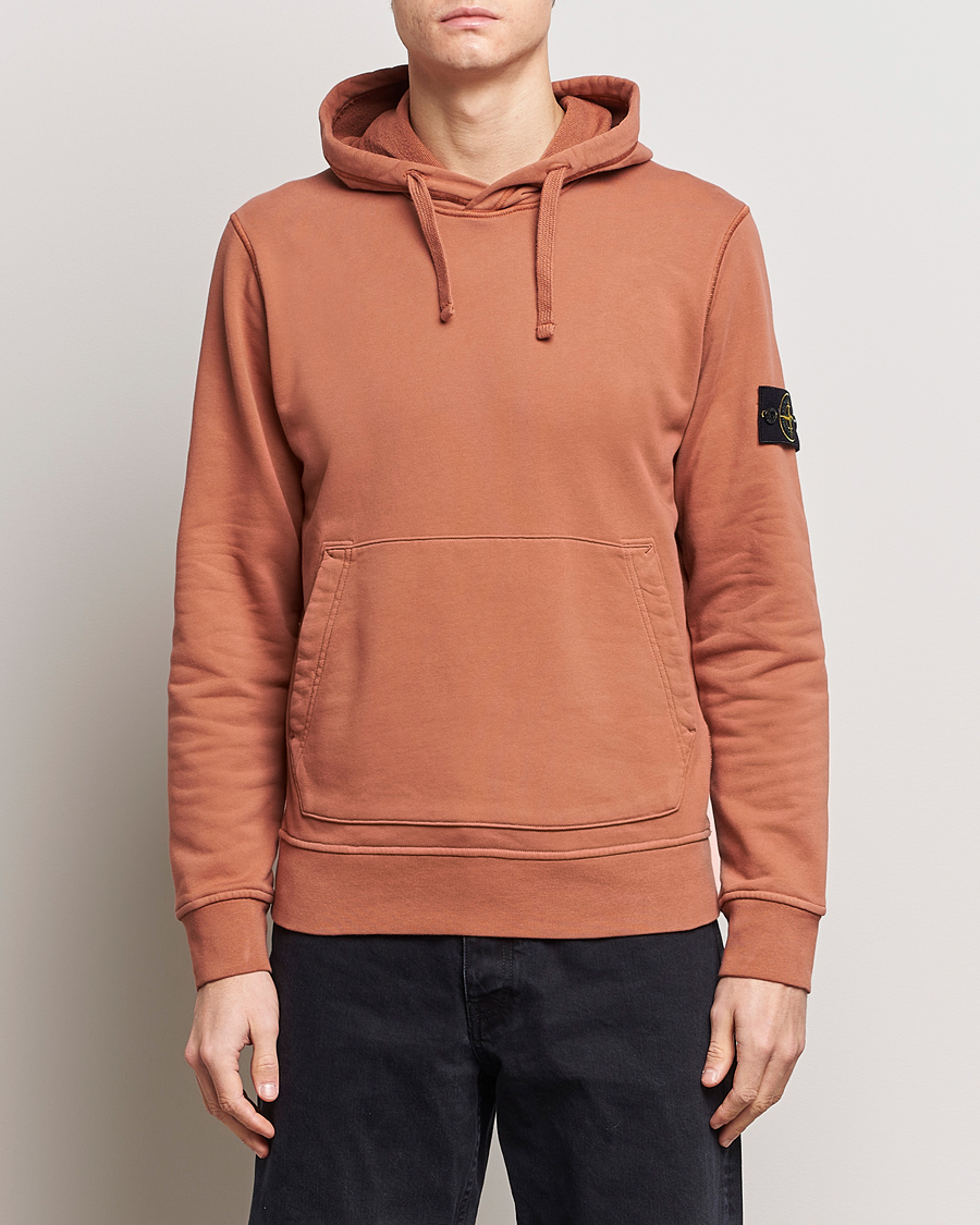 Herre |  | Stone Island | Garment Dyed Cotton Fleece Hood Rust