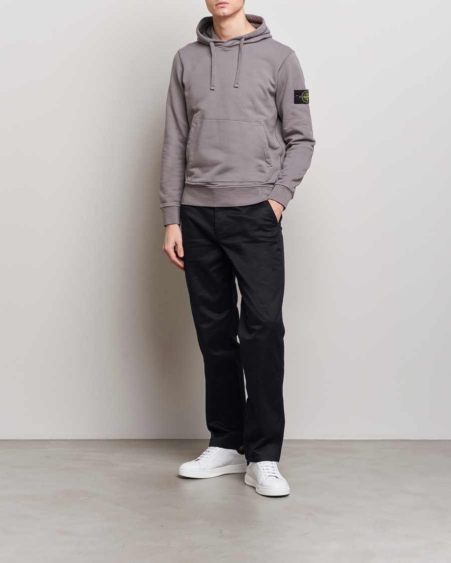 Herre | Gensere | Stone Island | Garment Dyed Cotton Fleece Hood Dove Grey