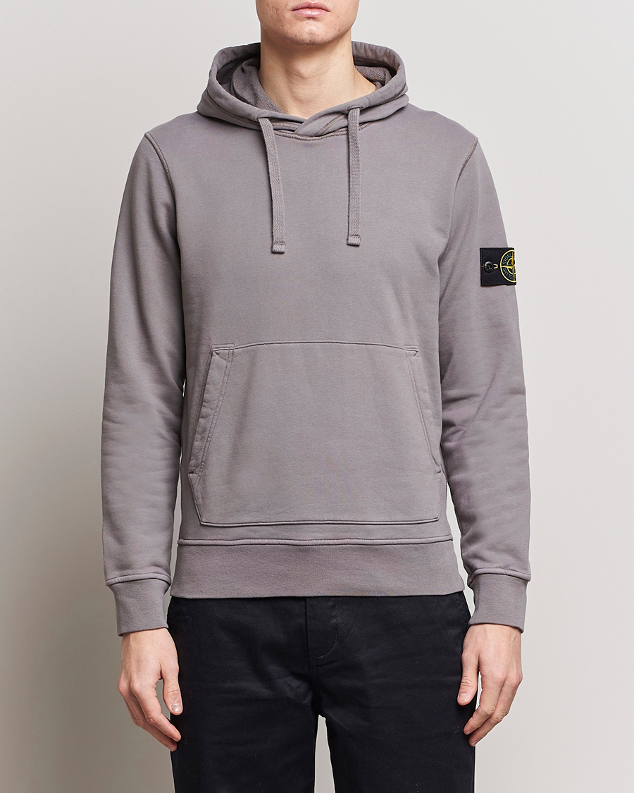 Herre | Tøj | Stone Island | Garment Dyed Cotton Fleece Hood Dove Grey