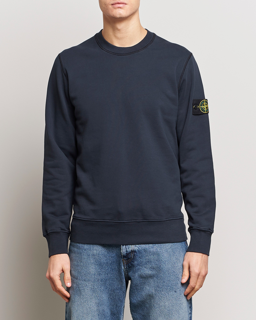 Herre | Nye varemerker | Stone Island | Garment Dyed Cotton Sweatshirt Navy Blue