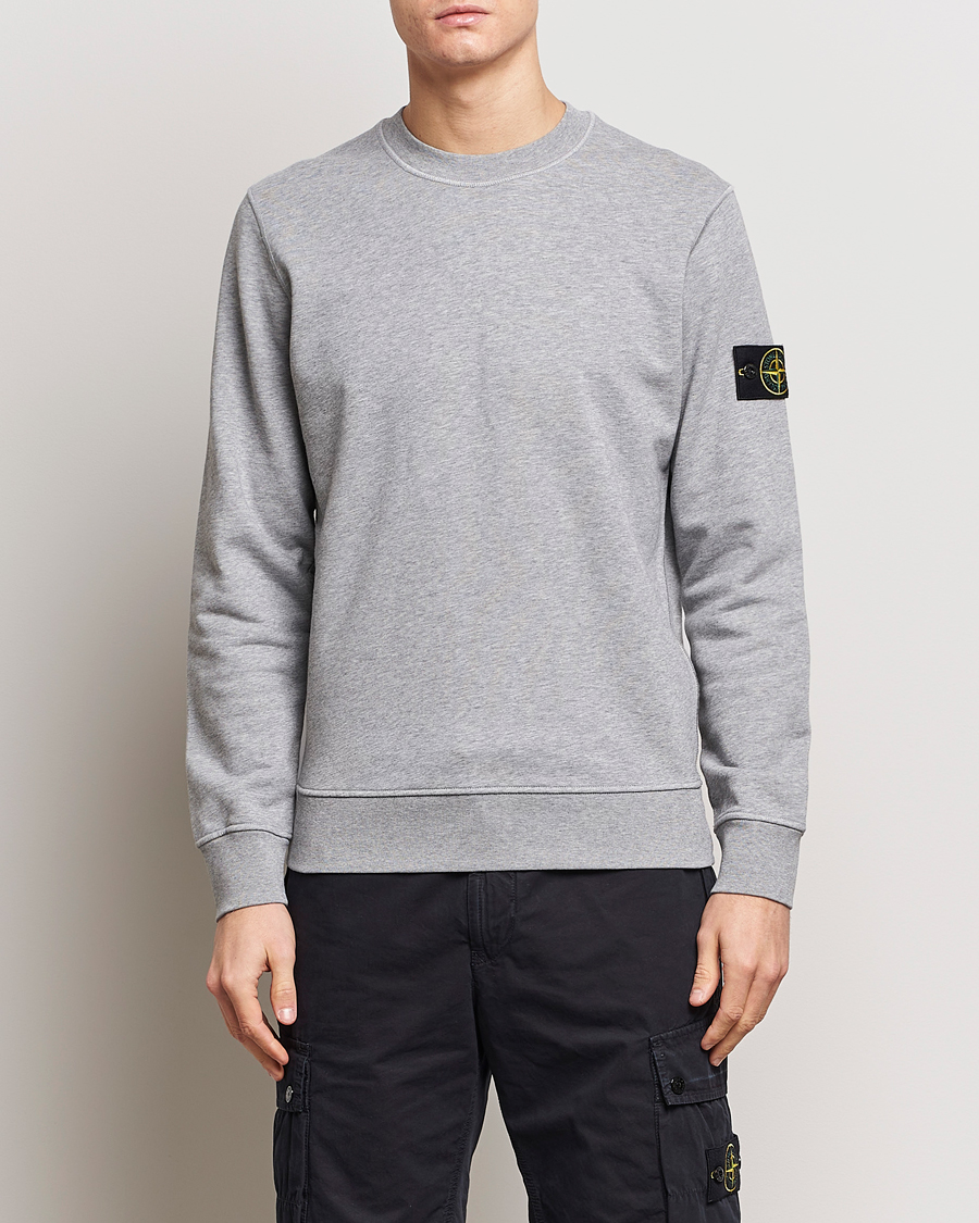 Herre |  | Stone Island | Garment Dyed Cotton Sweatshirt Melange Grey
