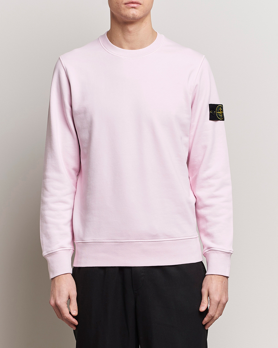 Herre |  | Stone Island | Garment Dyed Cotton Sweatshirt Pink