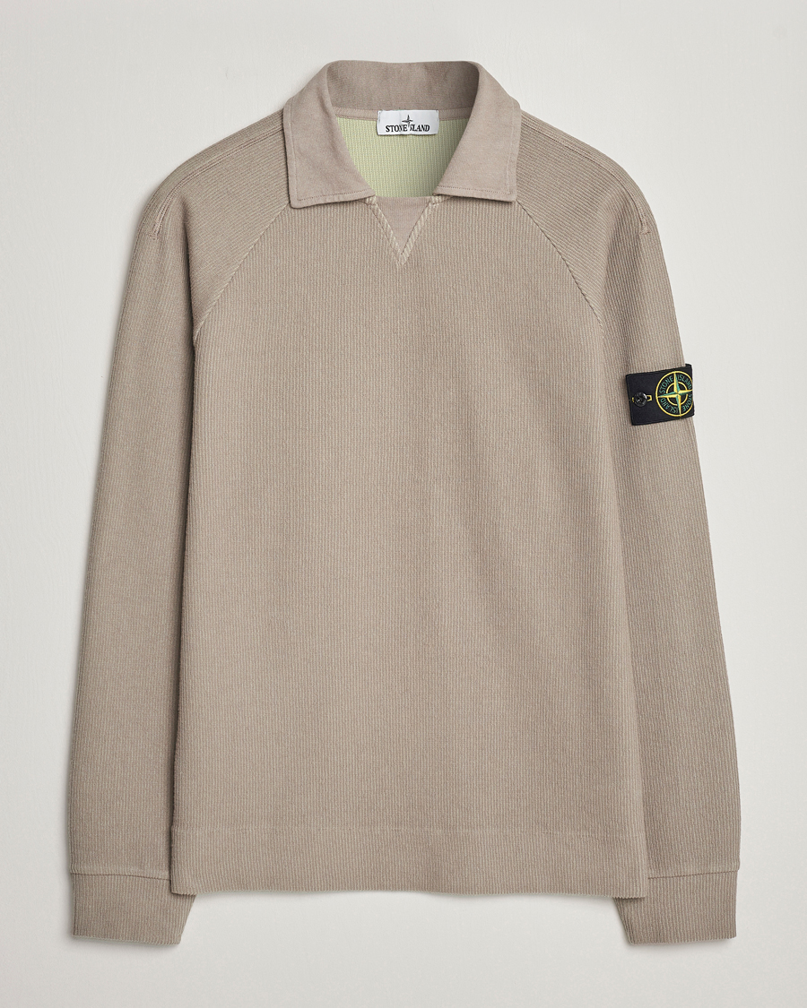 Herre | Gensere | Stone Island | Cotton Nylon Ribbed Fleece Poloshirt Dove Grey