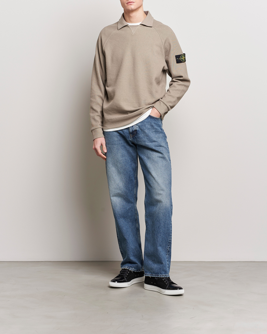 Herre | Gensere | Stone Island | Cotton Nylon Ribbed Fleece Poloshirt Dove Grey
