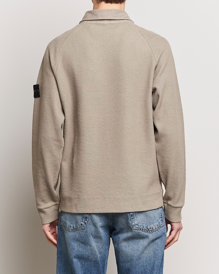 Herre | Gensere | Stone Island | Cotton Nylon Ribbed Fleece Poloshirt Dove Grey