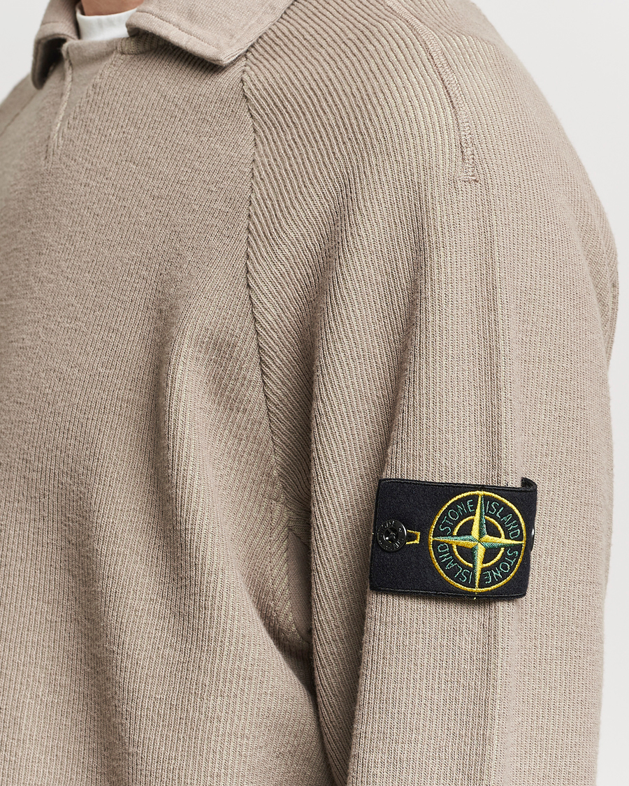 Herre | Gensere | Stone Island | Cotton Nylon Ribbed Fleece Poloshirt Dove Grey