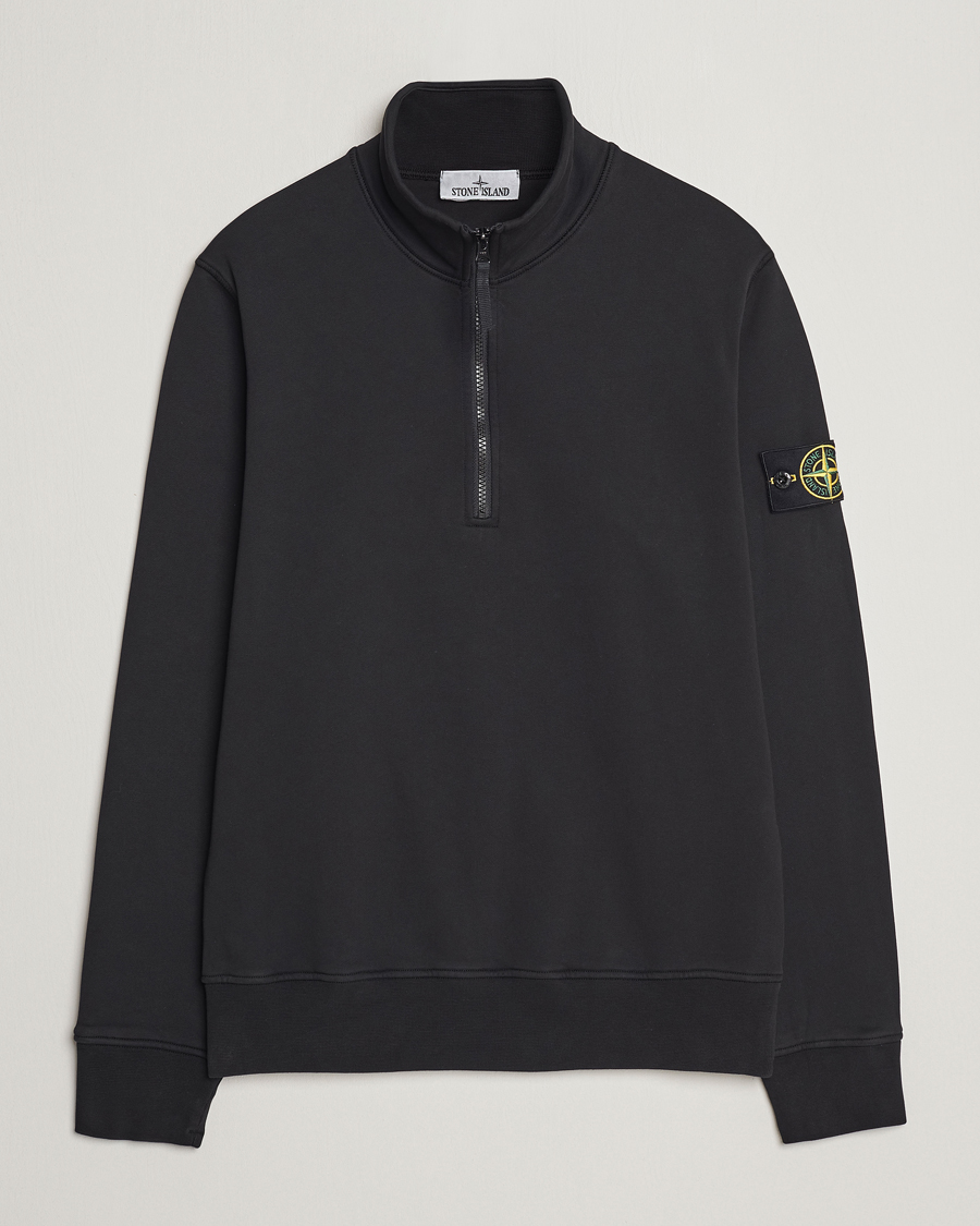 Herre | Gensere | Stone Island | Garment Dyed Cotton Half Zip Black