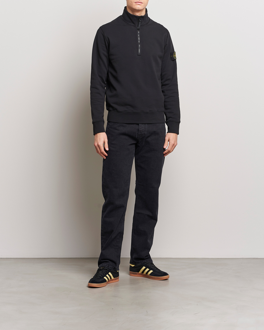 Herre | Gensere | Stone Island | Garment Dyed Cotton Half Zip Black