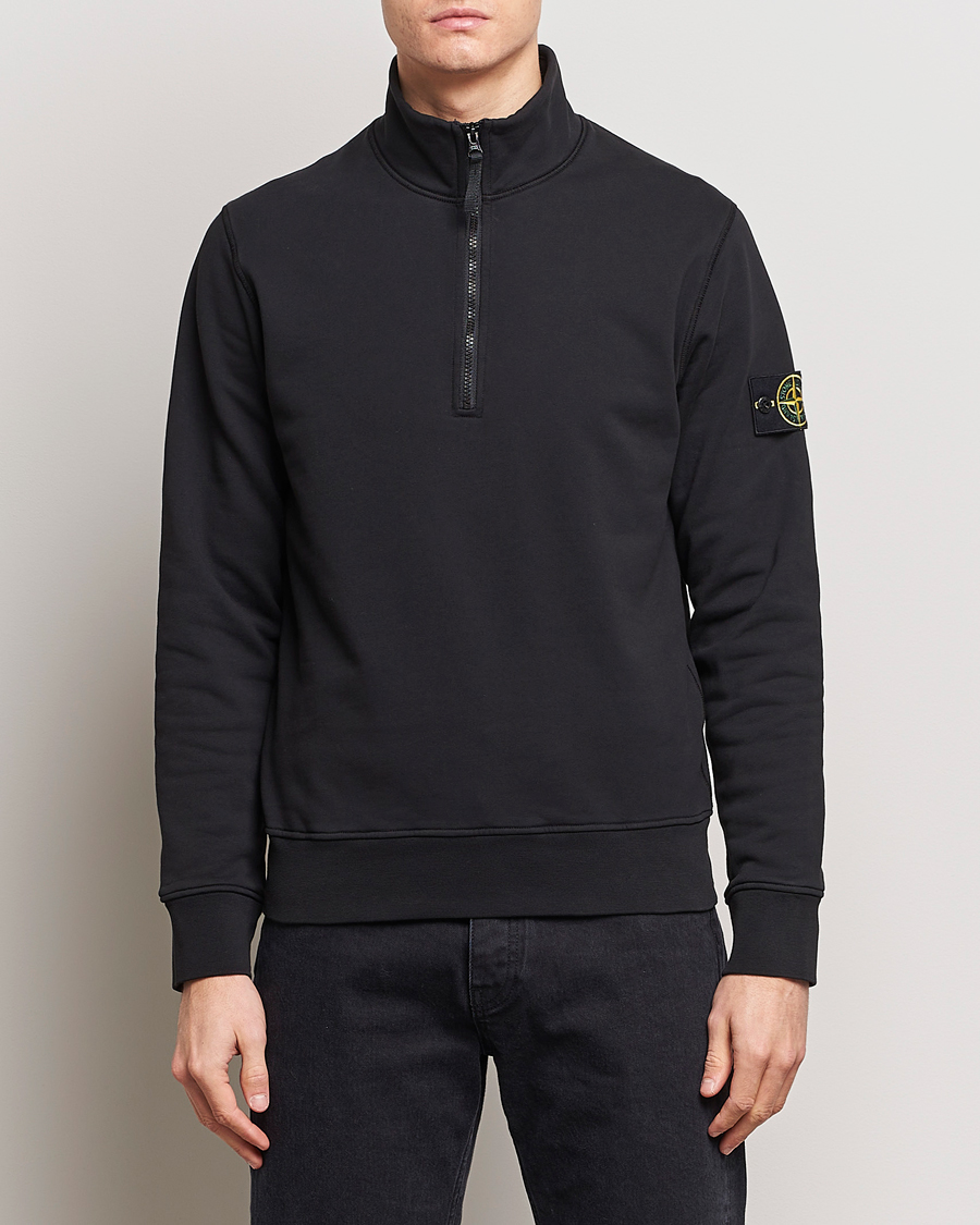 Herre | Gensere | Stone Island | Garment Dyed Cotton Half Zip Black