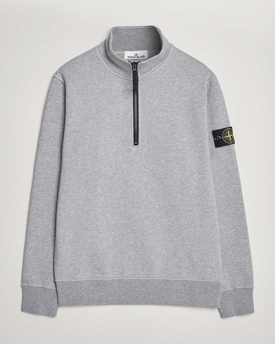 Herre | Gensere | Stone Island | Garment Dyed Cotton Half Zip Melange Grey