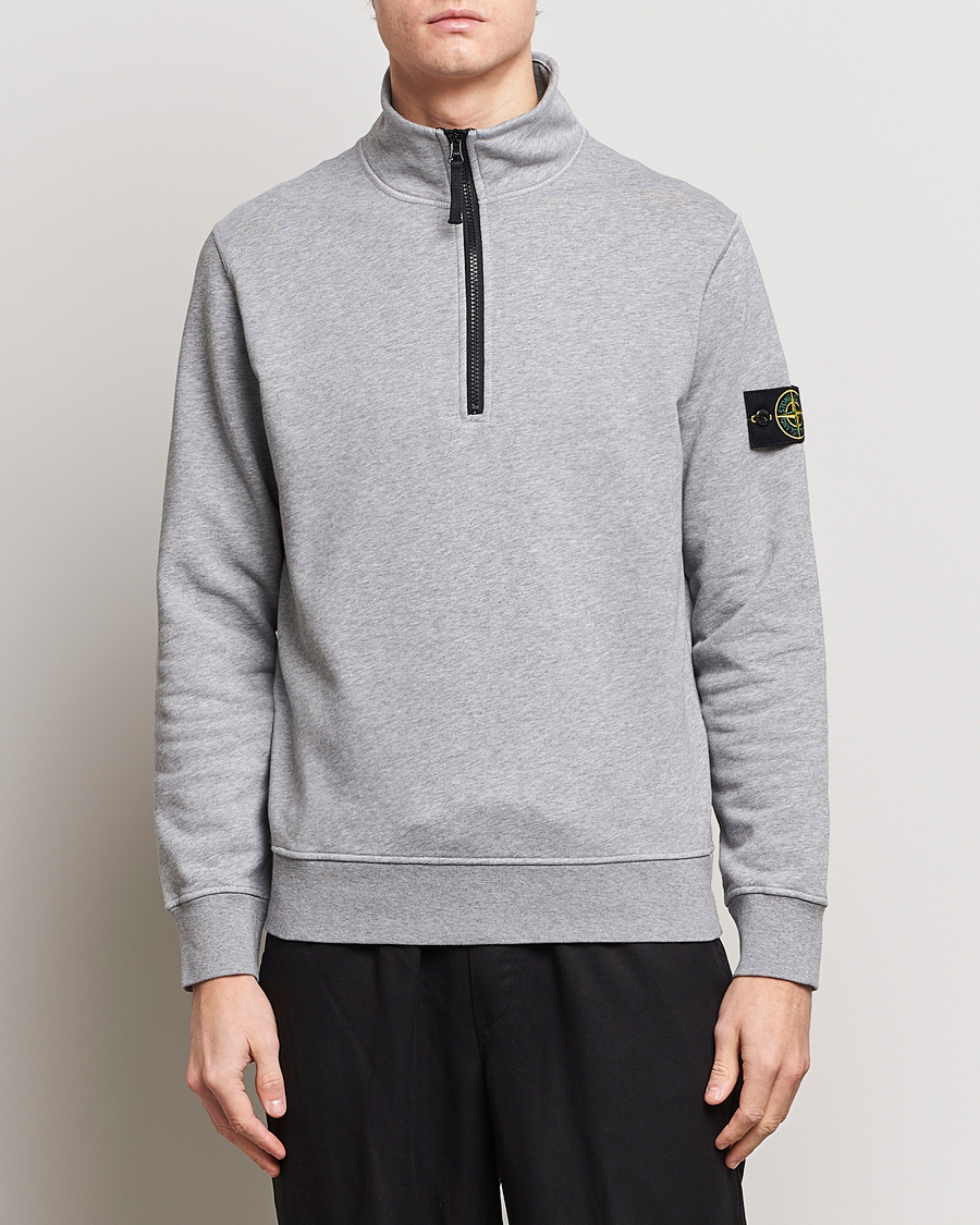 Herre | Gensere | Stone Island | Garment Dyed Cotton Half Zip Melange Grey